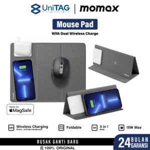 3 in 1 Folding Mousepad Charger Lipat MOMAX Dual Wireless Charging 15W