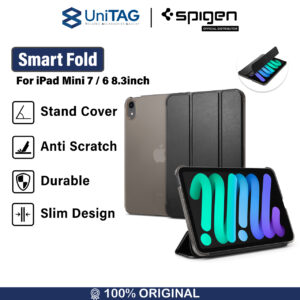 Case iPad Mini 7 / 6 8.3 inch 2024 Spigen Smart Fold Leather Magnetic Stand Anti Crack Cover Casing
