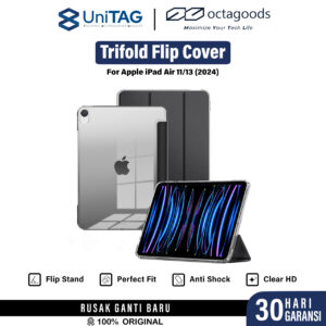 Case iPad Air 11" inch / 13" inch M2 2024 Octagoods Trifold Flip Cover Clear Stand Casing