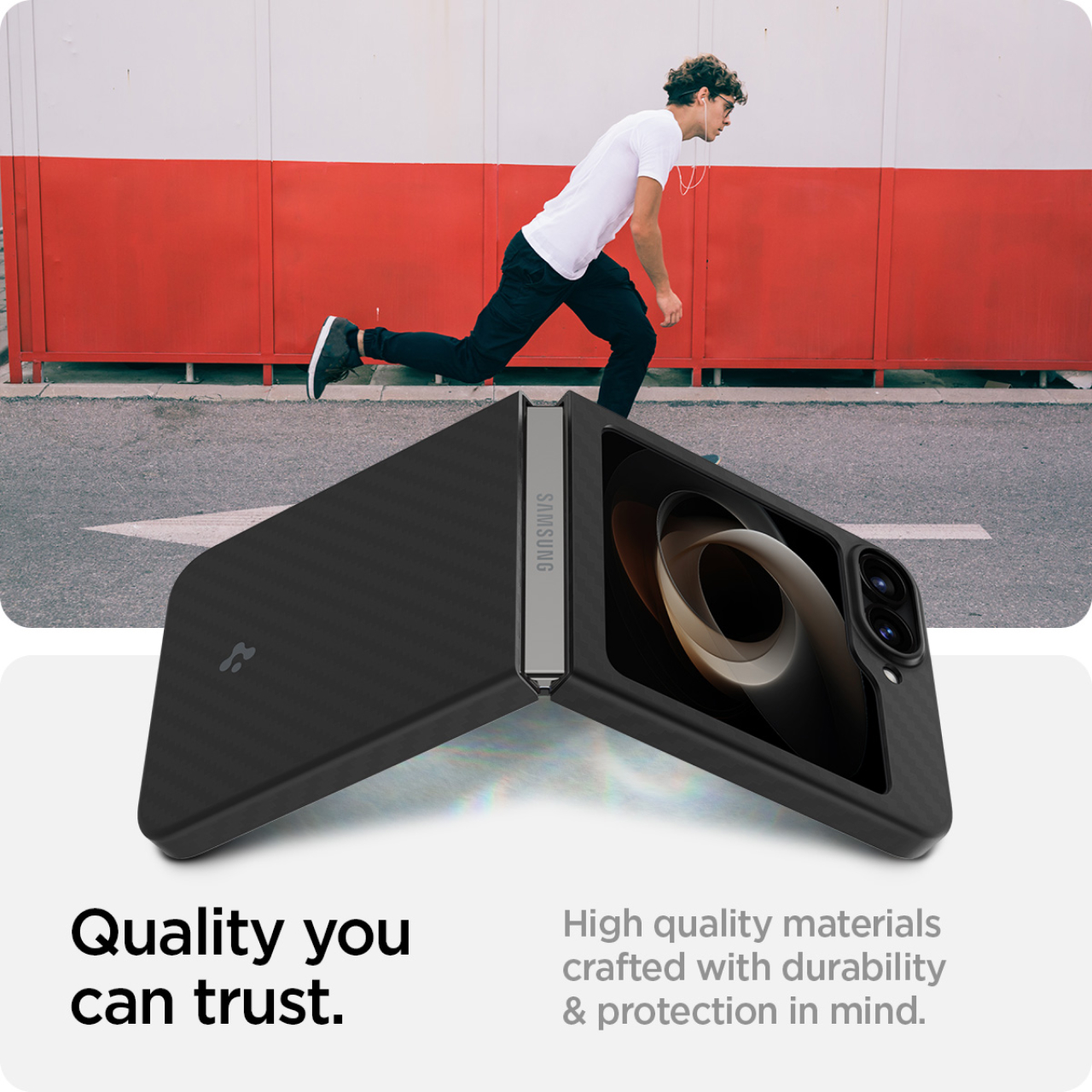 Case Samsung Galaxy Z Flip 6 Spigen Air Skin Aramid Slim Carbon Casing - Gambar 5