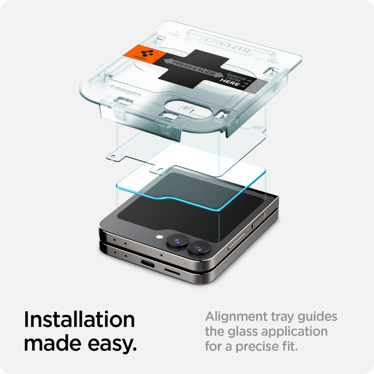 Tempered Glass Samsung Galaxy Z Flip 6 Spigen Glas tR Ez Fit Protector - Gambar 2