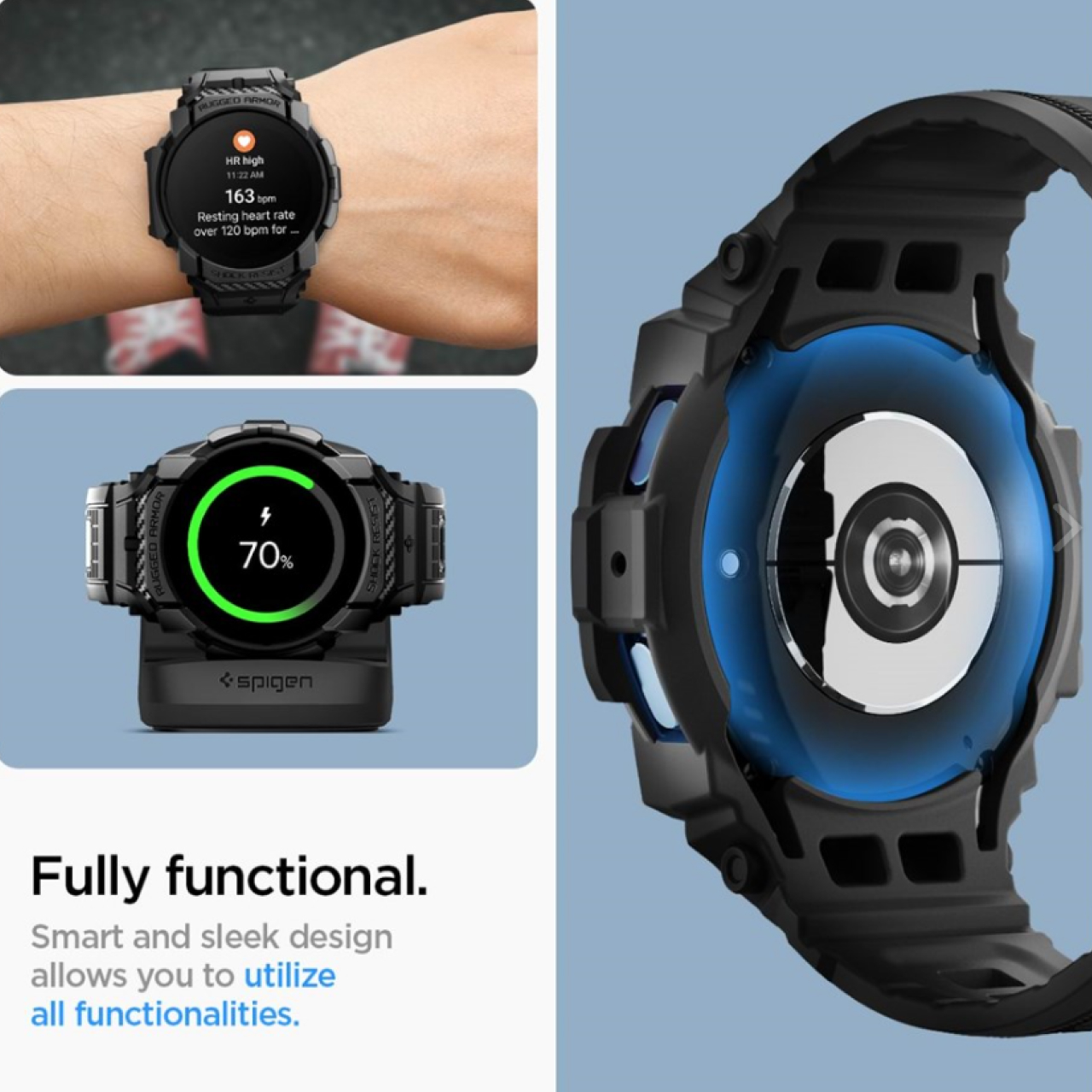 Case Strap Samsung Galaxy Watch 7 44mm/40mm Spigen Rugged Armor Pro Softcase Cover Anti Shock Casing - Gambar 3