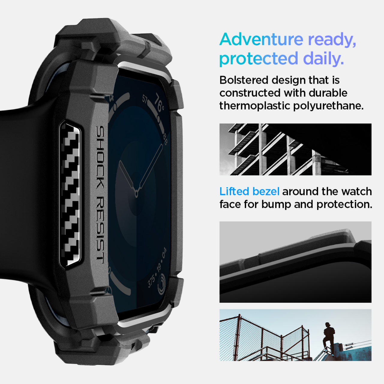Case Apple Watch Series 10 46mm/42mm Spigen Rugged Armor Softcase Carbon Anti Shock Casing iwatch - Gambar 4