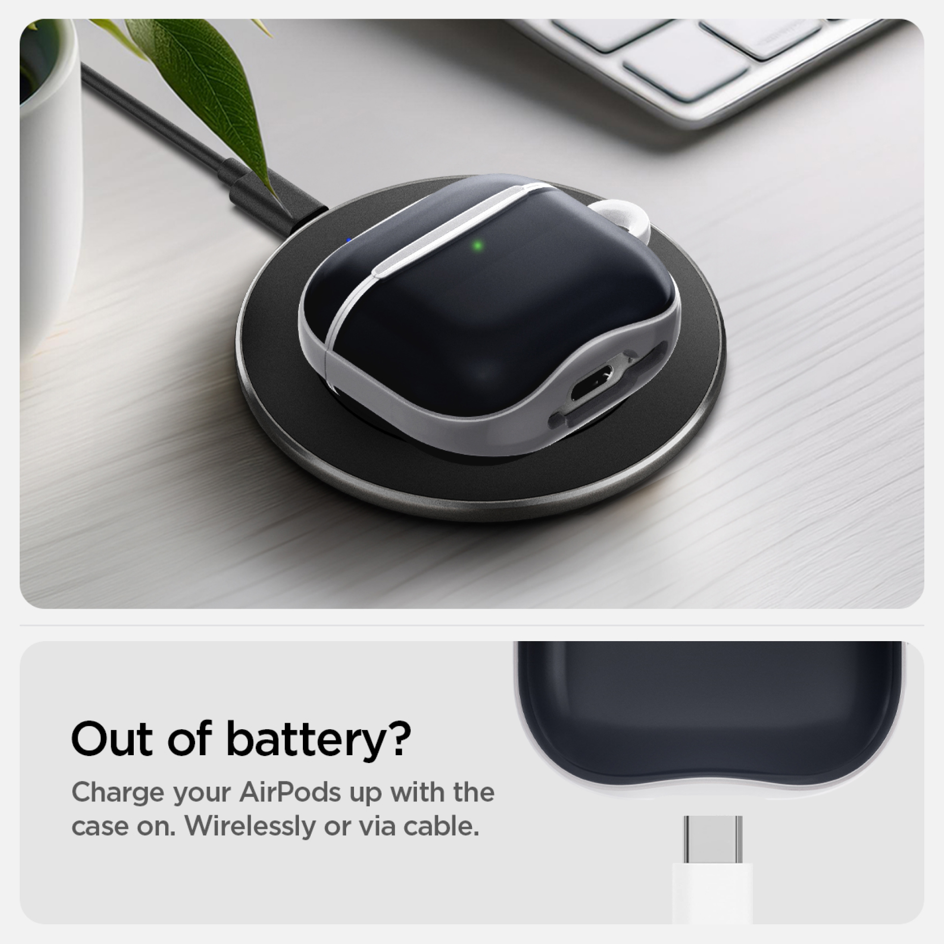 Case AirPods Gen 4 Spigen Classic C1Hybrid Cover Anti Crack Gores Shockproof Matte Slim Casing - Gambar 2