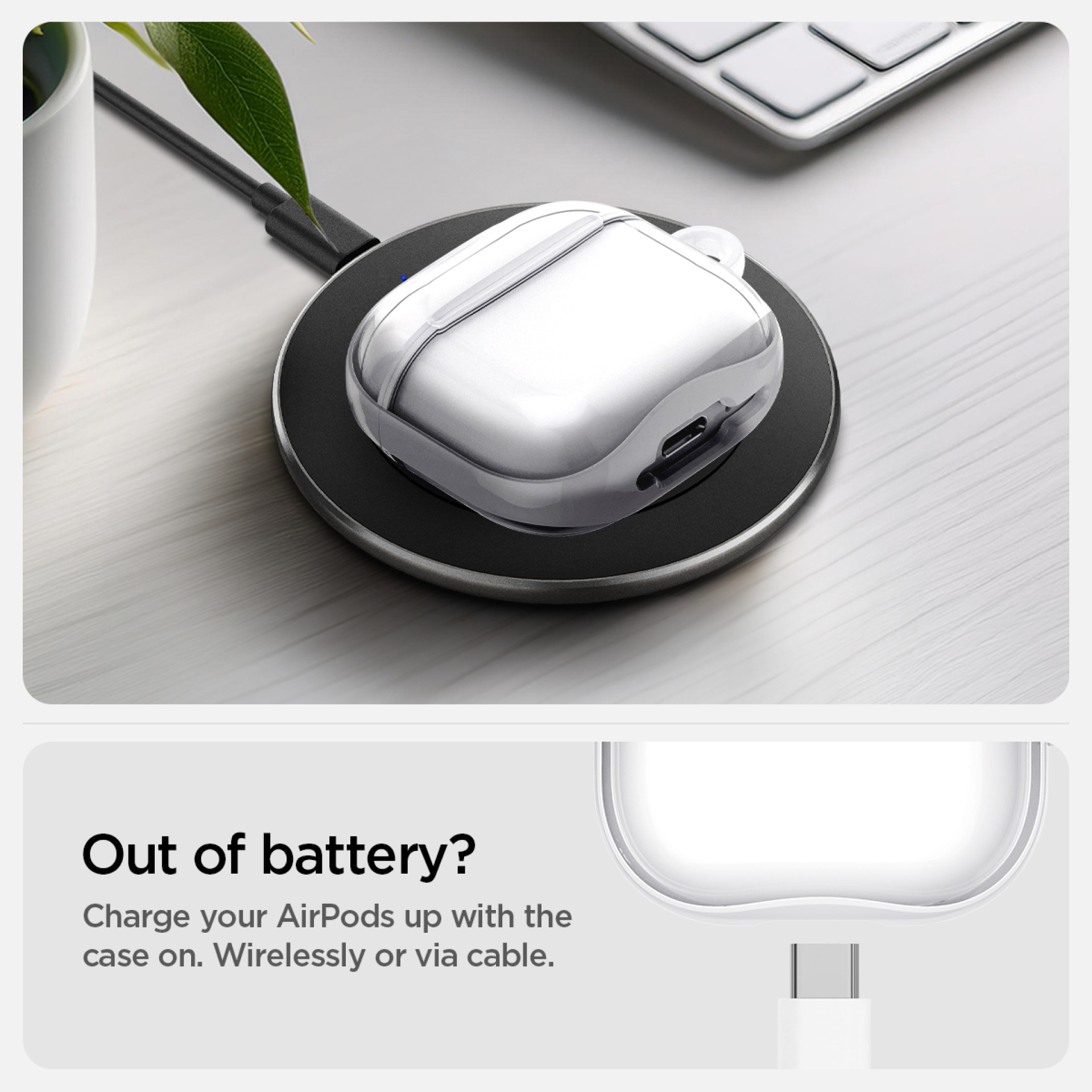 Case AirPods Gen 4 Spigen Ultra Hybrid Anti Scratch Gores Hardcase Slim Clear Transparan Casing - Gambar 5