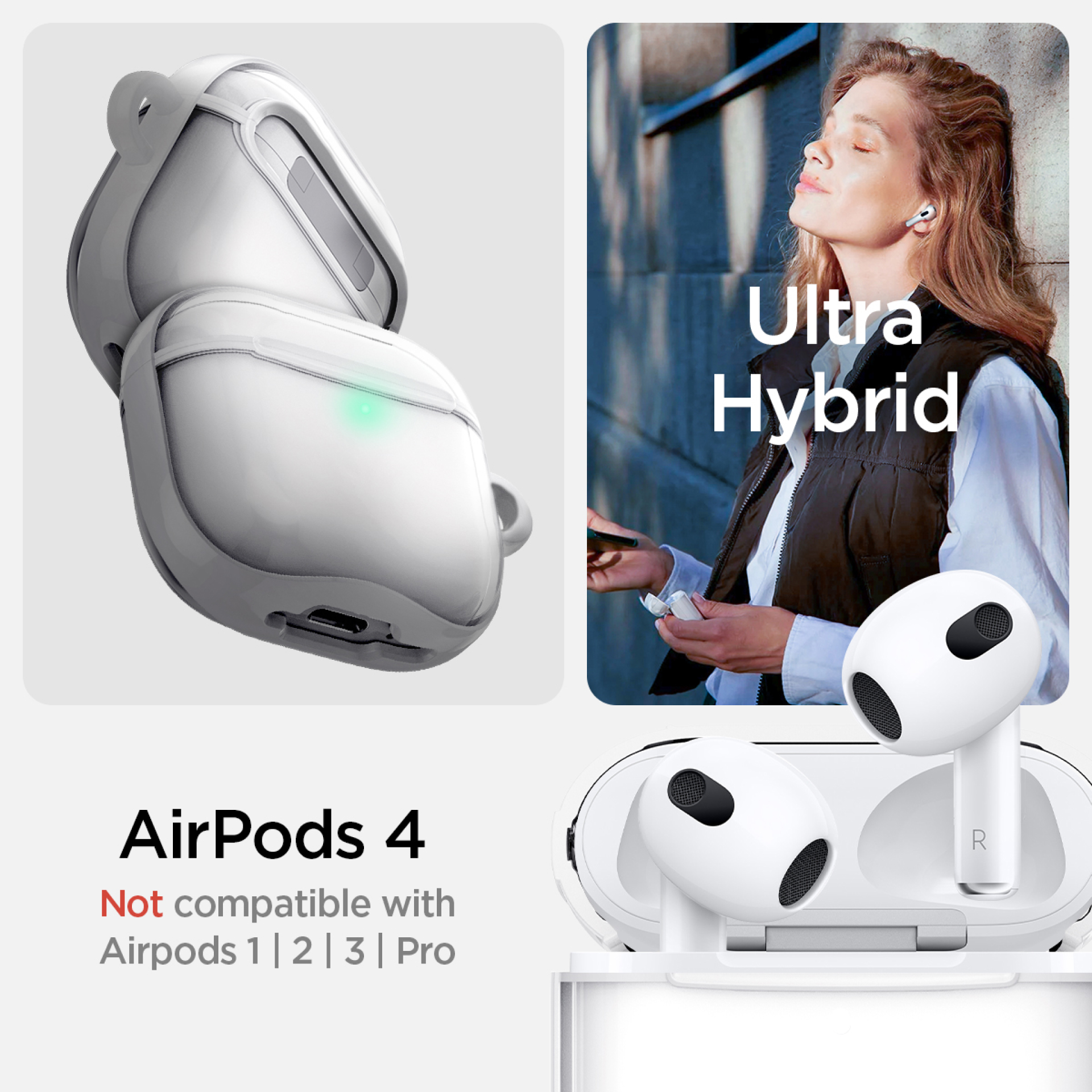 Case AirPods Gen 4 Spigen Ultra Hybrid Anti Scratch Gores Hardcase Slim Clear Transparan Casing - Gambar 6