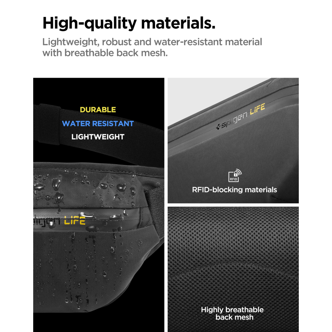 Tas Selempang Pinggang Pria Spigen Waistbag Klasden KD411 Waterproof Anti Air Outdoor Hitam - Gambar 7