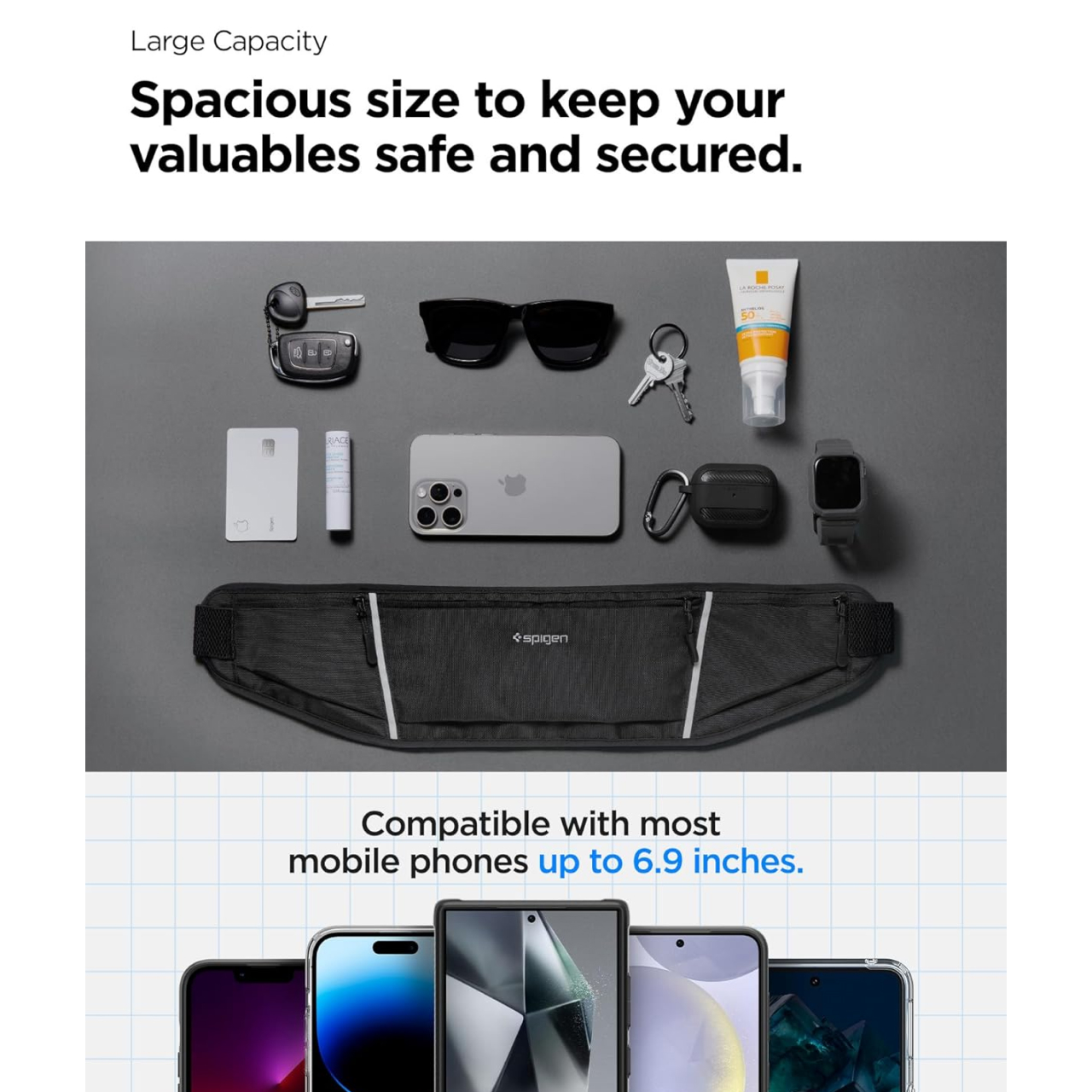 Running Belt Tas Ikat Pinggang Lari WaterProof Spigen DynamicShield Waistbag Sport Elastic Olahraga - Gambar 3