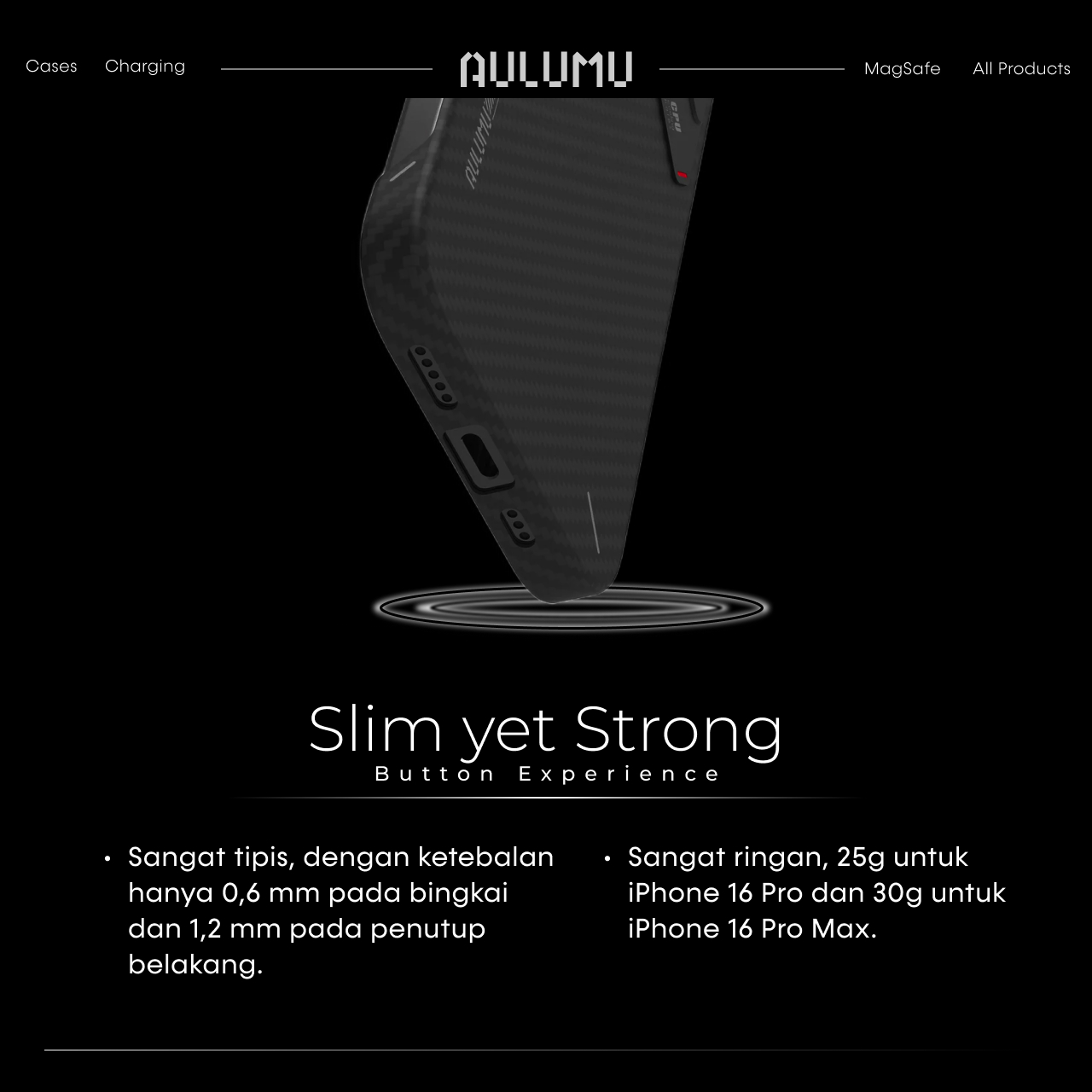 Case iPhone 16 Pro Max Plus Aulumu Aramid Fiber Carbon MagSafe Cooling Anti Shock Crack Hardcase - Gambar 2