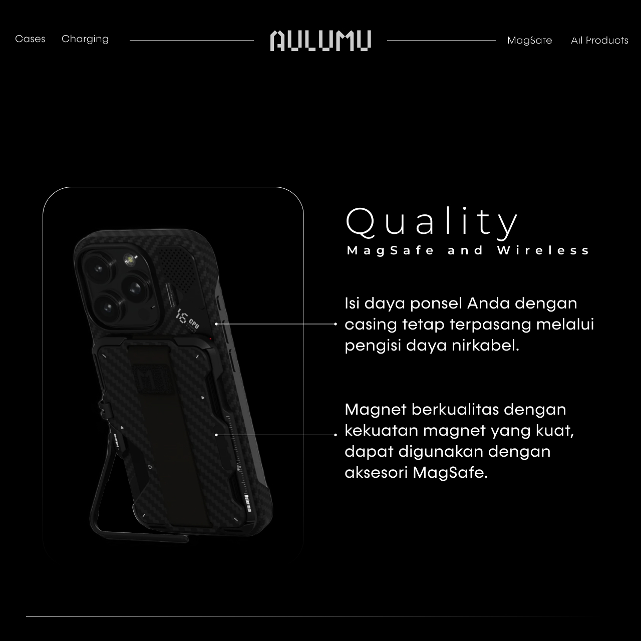 Case iPhone 16 Pro Max Plus Aulumu Aramid Fiber Carbon MagSafe Cooling Anti Shock Crack Hardcase - Gambar 3