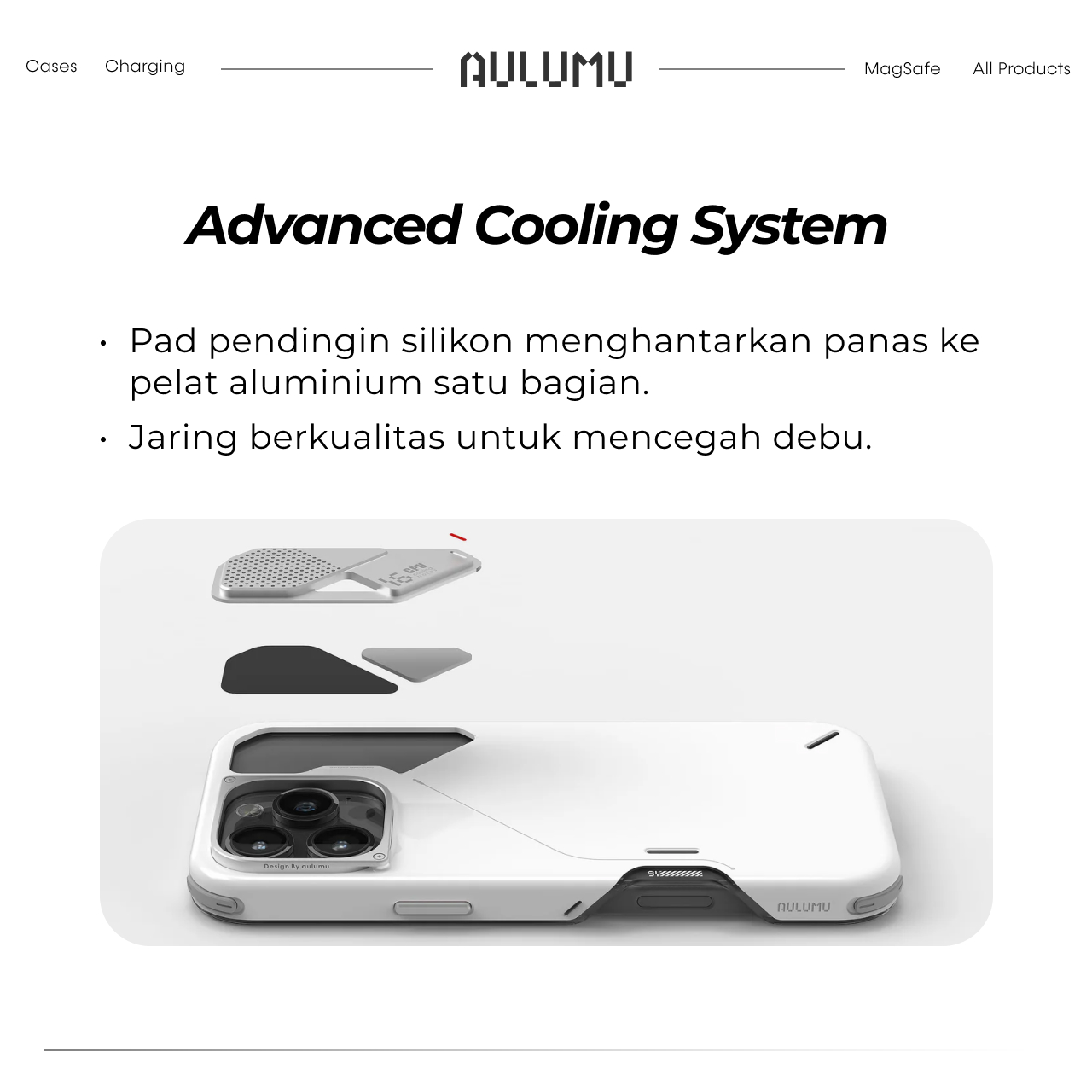 Case iPhone 16 Pro Max Plus Aulumu Shockproof MagSafe Cooling Matte Anti Shock Scratch Casing - Gambar 2