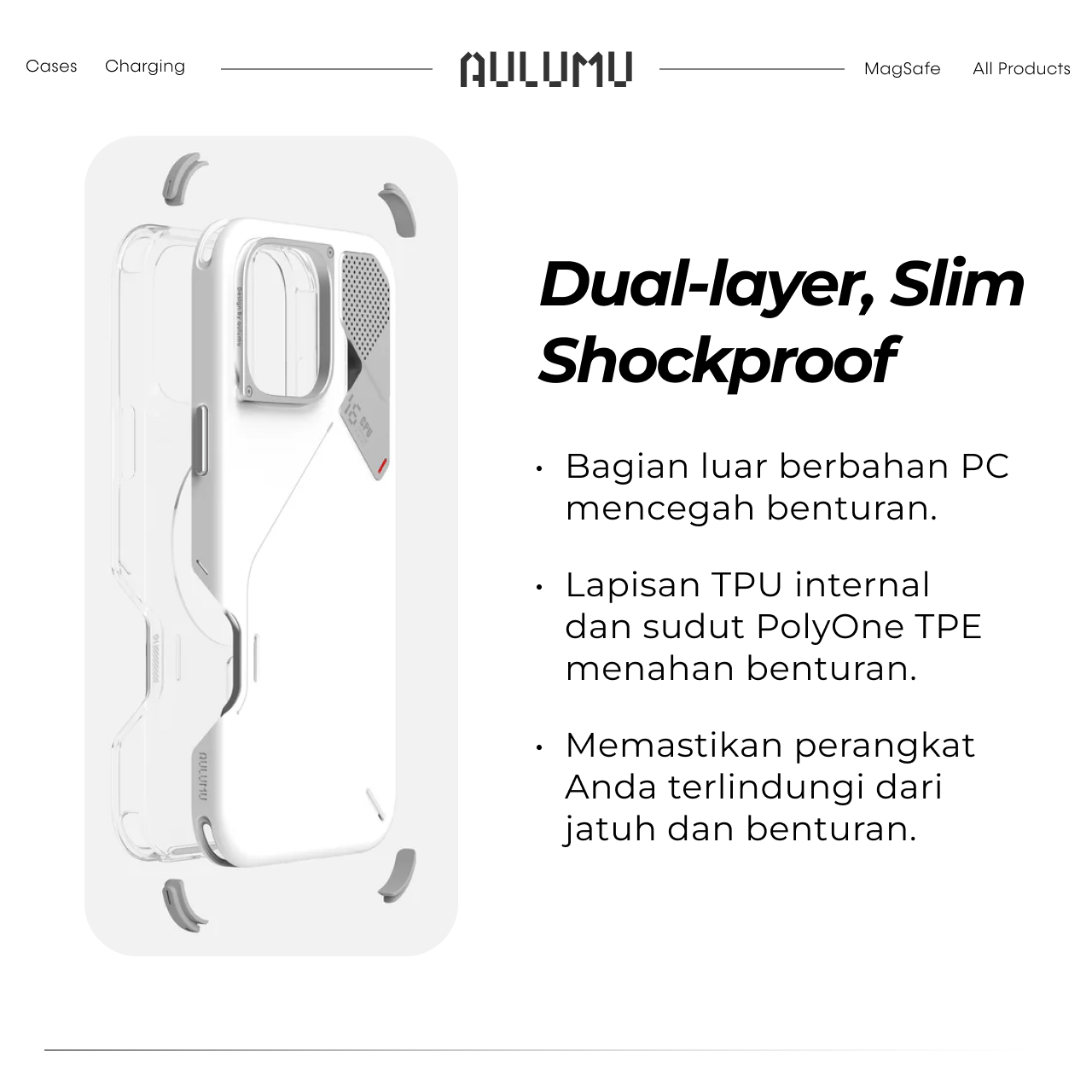 Case iPhone 16 Pro Max Plus Aulumu Shockproof MagSafe Cooling Matte Anti Shock Scratch Casing - Gambar 4