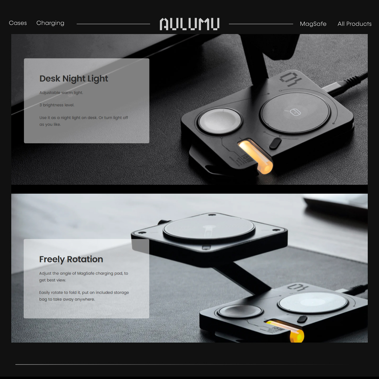 Wireless Charger Stand Aulumu Folding Charging Station MagSafe 15W iPhone Airpods iWatch Apple Watch - Gambar 4