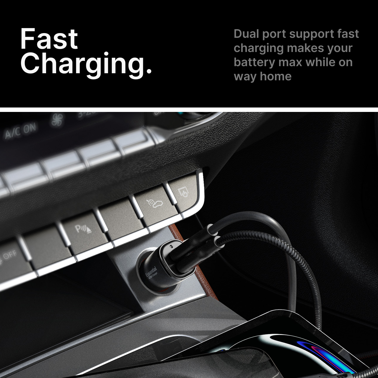 Car Charger Mobil 30W 20W 18W fast Charging Spigen ArcStation Essential 48W 50W PD Dual USB Type C - Gambar 5