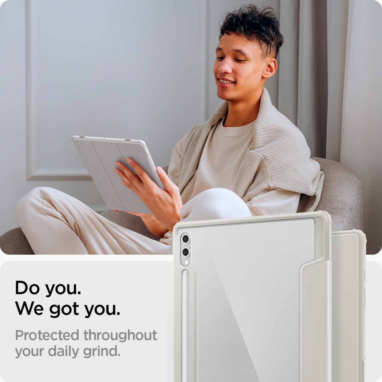 Case Samsung Galaxy Tab S10 Ultra Spigen Ultra Hybrid Pro Anti Shock Crack Flip Cover Clear Casing - Gambar 4