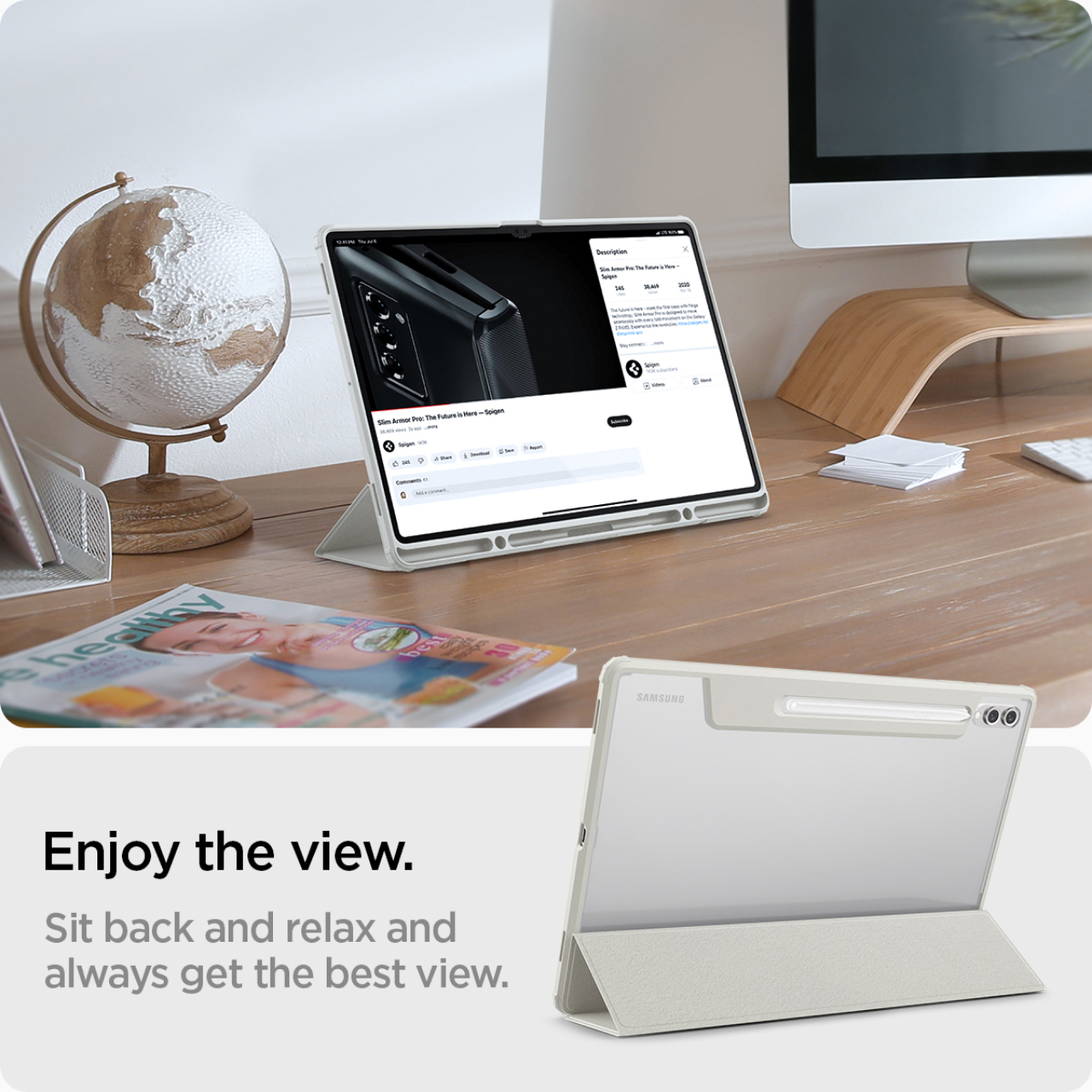 Case Samsung Galaxy Tab S10 Ultra Spigen Ultra Hybrid Pro Anti Shock Crack Flip Cover Clear Casing - Gambar 6