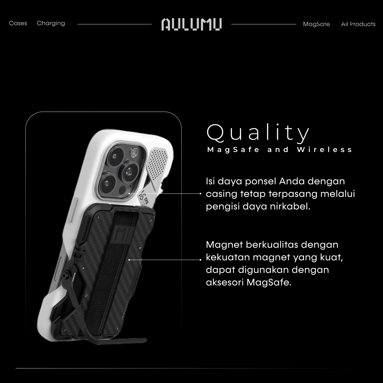 Case iPhone 16 Pro Max Plus Aulumu Vegan Leather MagSafe Anti Shock Crack Hybrid Casing Kulit - Gambar 3