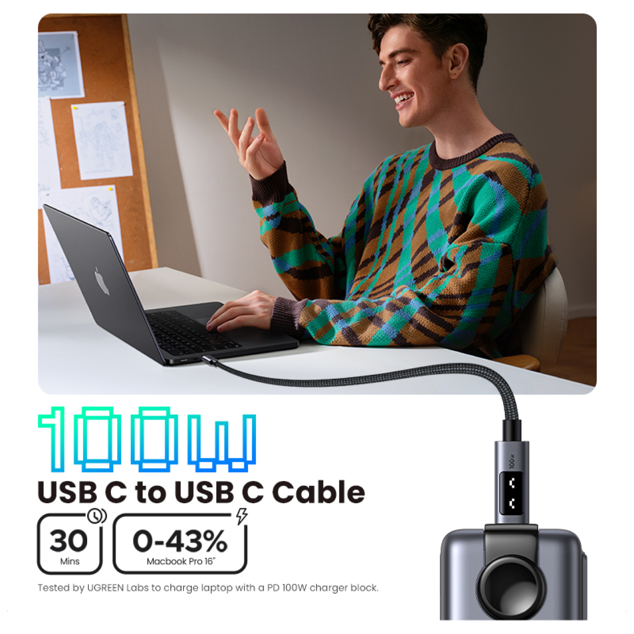 UGREEN Uno Kabel Data Fast Charging 100W for iPhone Samsung Macbook Charger USB Type C Cable - Gambar 6
