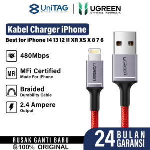Cable Data USB A 2.0 to iPhone Lightning MFI UGREEN Braided 2.4A Kabel