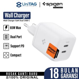 Wall Charger Kepala Adaptor Spigen ArcStation GaN Dual USB C 65W PD QC