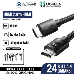 Cable HDMI 2.0 to HDMI UGREEN 4K 60Hz High Speed UHD Proyektor Kabel