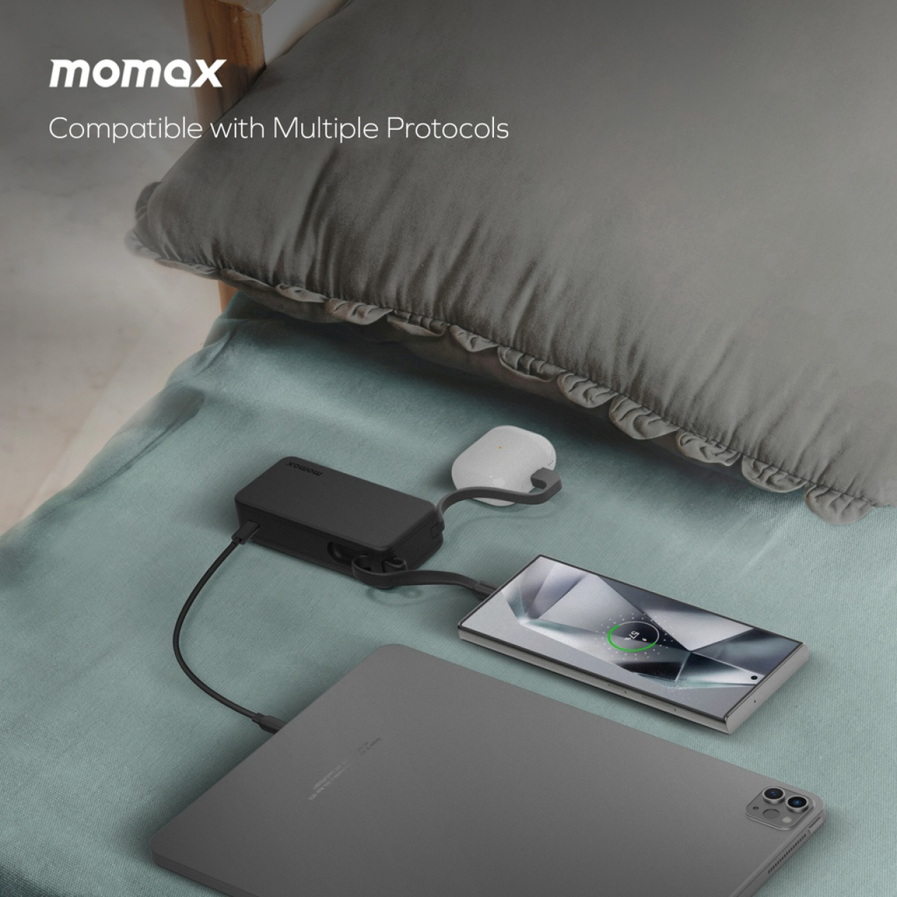 Powerbank iPhone Samsung Momax Dual Built-in cable USB C Lightning MFI Vital + 10000 20000 Mah Fast Charging - Gambar 2