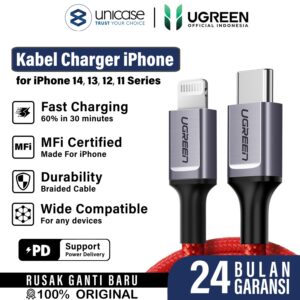 Cable Data USB C 2.0 to iPhone Lightning MFI UGREEN Braided 3A Kabel