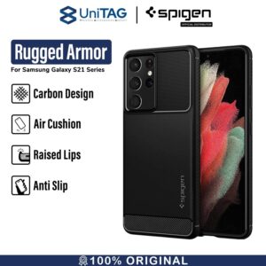 Case Samsung Galaxy S21 Ultra Plus Spigen Rugged Armor Carbon Casing