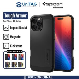 Case iPhone 16 Series Pro Max Plus Spigen Tough Armor MagSafe Kickstand Hardcase Anti Shock Casing