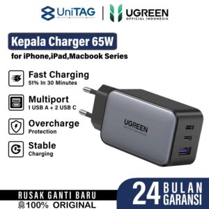 Wall Charger Kepala Adaptor UGREEN USB / Type-C 65W GaN Fast Charging