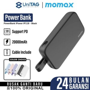Powerbank Momax iPower PD 5/2 20000mAh 20W QC 3.0 Quick Fast Charging