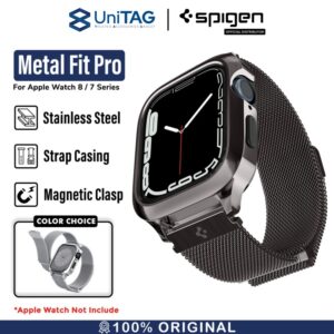 Case Strap Apple Watch 8/7 45/41mm Spigen Metal Fit Pro Stainless Mesh