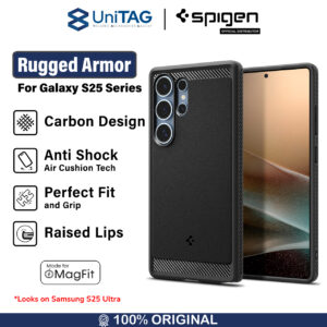 Case Samsung Galaxy S25 Ultra Plus Spigen Rugged Armor Magnetic MagSafe Anti Crack Carbon Casing