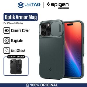 Case iPhone 16 Series Pro Max Plus Spigen Optik Armor MagFit MagSafe Camera Slide Cover Soft Casing