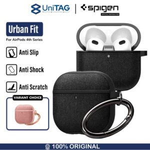 Case AirPods Gen 4 Spigen Urban Fit Fabric Anti Slip Gores Crack Slim Hardcase Casing Carabiner