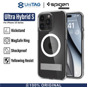 Case iPhone 15 Pro Max Plus Spigen Ultra Hybrid S Stand Magsafe Casing