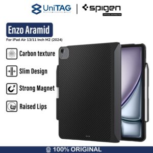 Case iPad Air 13/11 M2 2024 Spigen Enzo Aramid Magfit Magnetic Hardcase Carbon Magic Keyboard Casing