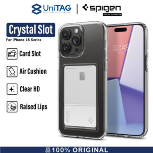 Case iPhone 15 Pro Max Plus Spigen Crystal Slot Card Clear Soft Casing