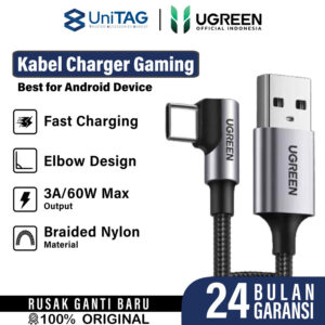Cable Gaming USB A to USB C 90 Android UGREEN Braided Fast Charging