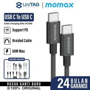 Cable Data USB Type C to C Nylon Momax Elite PD QC 60W Fast Charging
