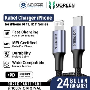 Cable Data USB C to iPhone Lightning MFI UGREEN PD Fast Braided Nylon