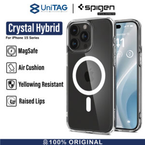 Case iPhone 15 Pro Max Plus Spigen Crystal Hybrid MagSafe Clear Casing