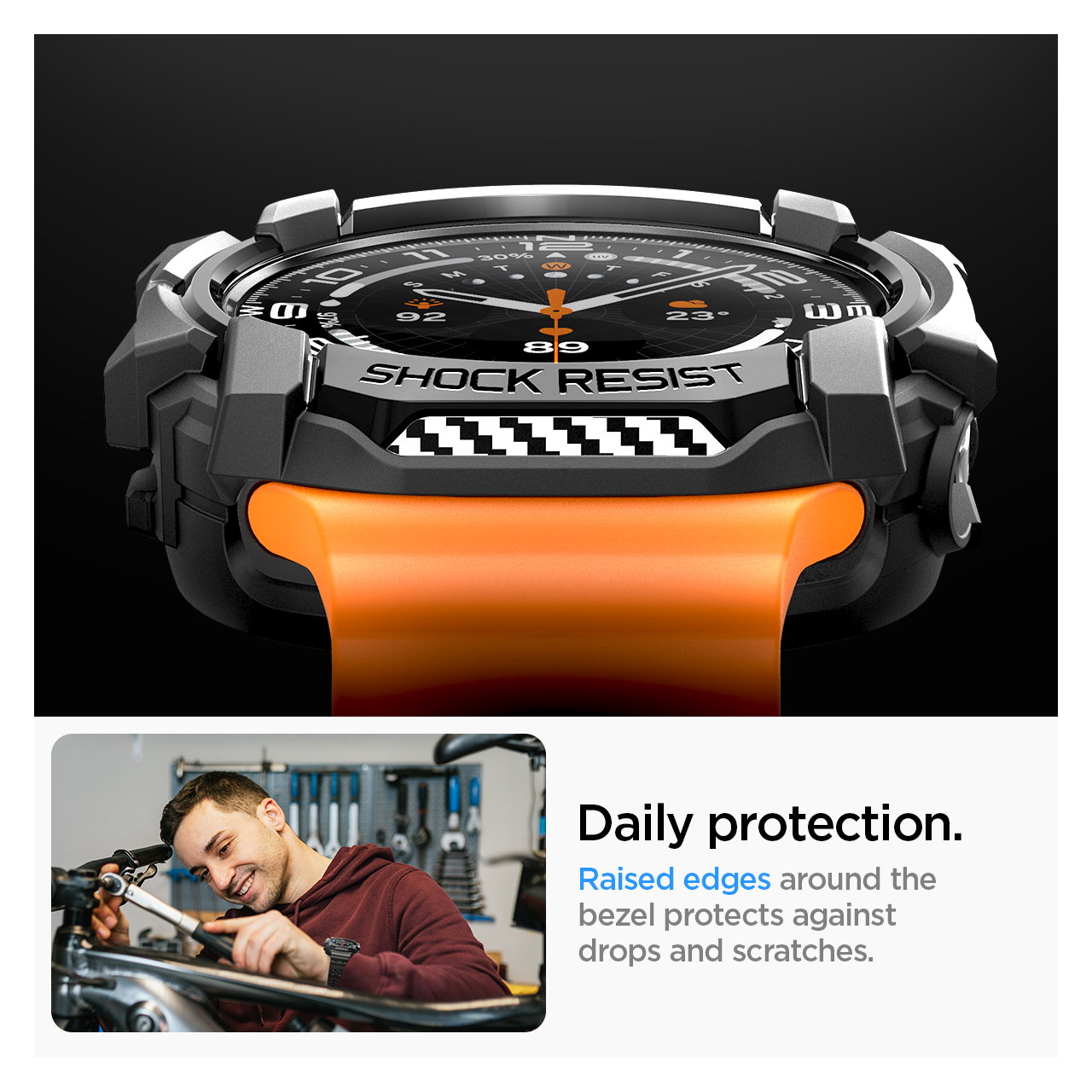 Case Samsung Galaxy Watch Ultra 47mm Spigen Rugged Armor Smartwatch Carbon Anti Shock Softcase Cover - Gambar 2