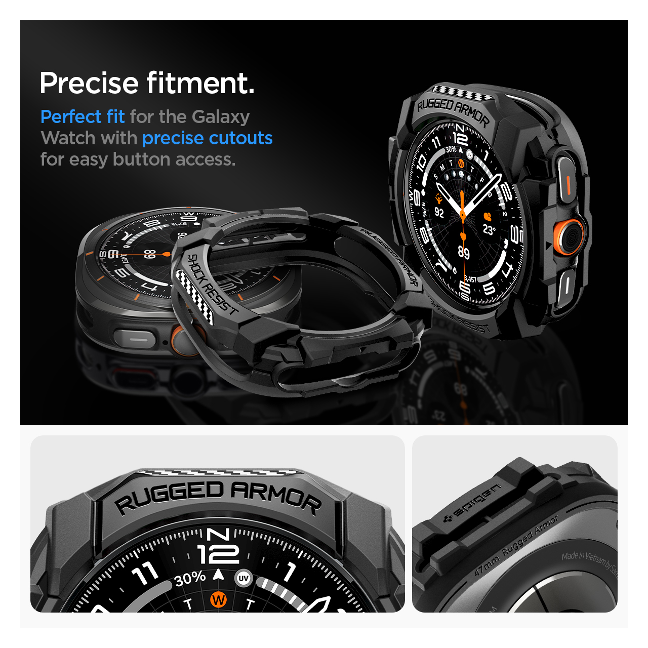 Case Samsung Galaxy Watch Ultra 47mm Spigen Rugged Armor Smartwatch Carbon Anti Shock Softcase Cover - Gambar 4