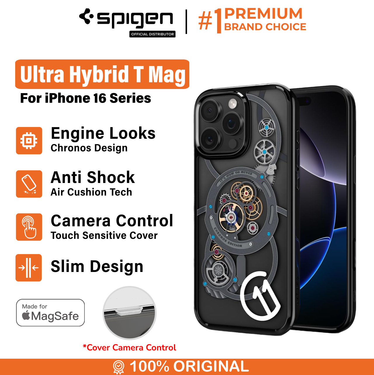 Case iPhone 16 Series Pro Max Plus Spigen Ultra Hybrid T C11 Magfit MagSafe Anti Shock Camera Control Casing - Gambar 6