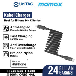 Kabel Data Fast Charging iPhone 14 13 12 11 X Pro Max Plus MOMAX Mag.link Lightning Cable MFI 60W