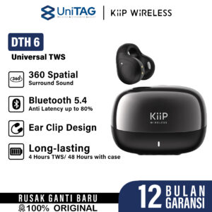 TWS Sport Earbuds Open Ear Clip Wireless Kiip DTH6 Bluetooth 5.3 Headset Olahraga Water Resistant