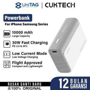 Powerbank Mini for iPhone Samsung USB Type C CUKTECH 10000mAh 30W Support PD QC 3.0 Fast Charging