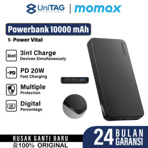 Powerbank 10000mAh Momax 1-Power Vital 20W QC Quick Fast Charging USB A Type C Portable Universal