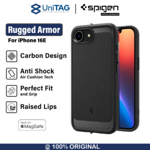 Case iPhone 16e 2025 Series Spigen Rugged Armor MagSafe MagFit Carbon Soft Anti Shock Crack Casing